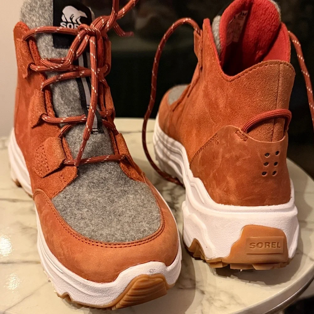 Sorel Red Suede Sneakers with White Logo Insole - Picture 3 of 4